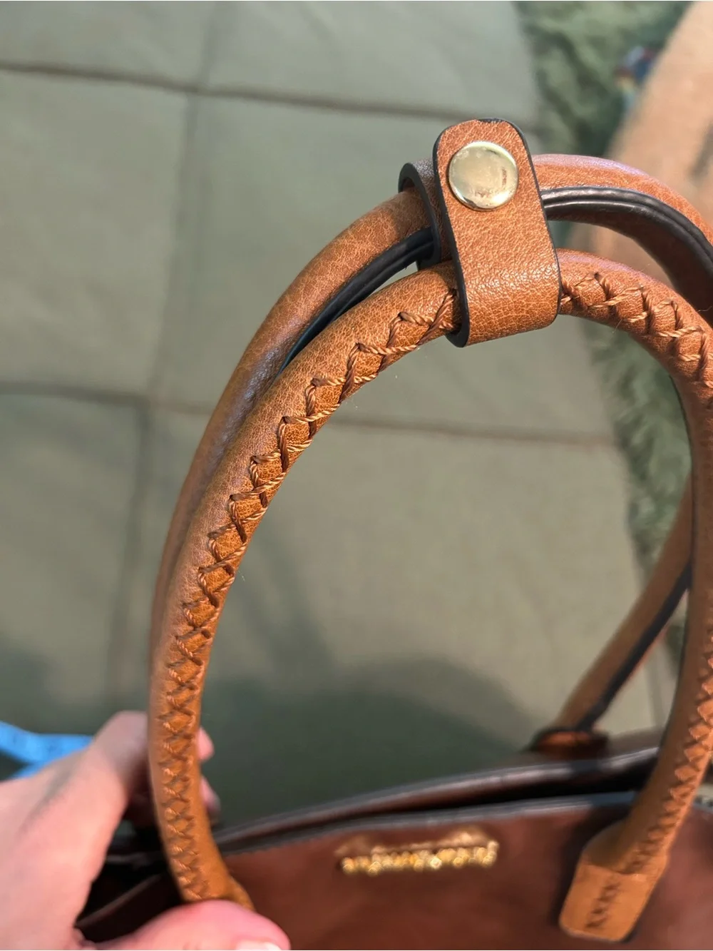 Michael Kors Brown Leather Tote with Tan Braided Handles